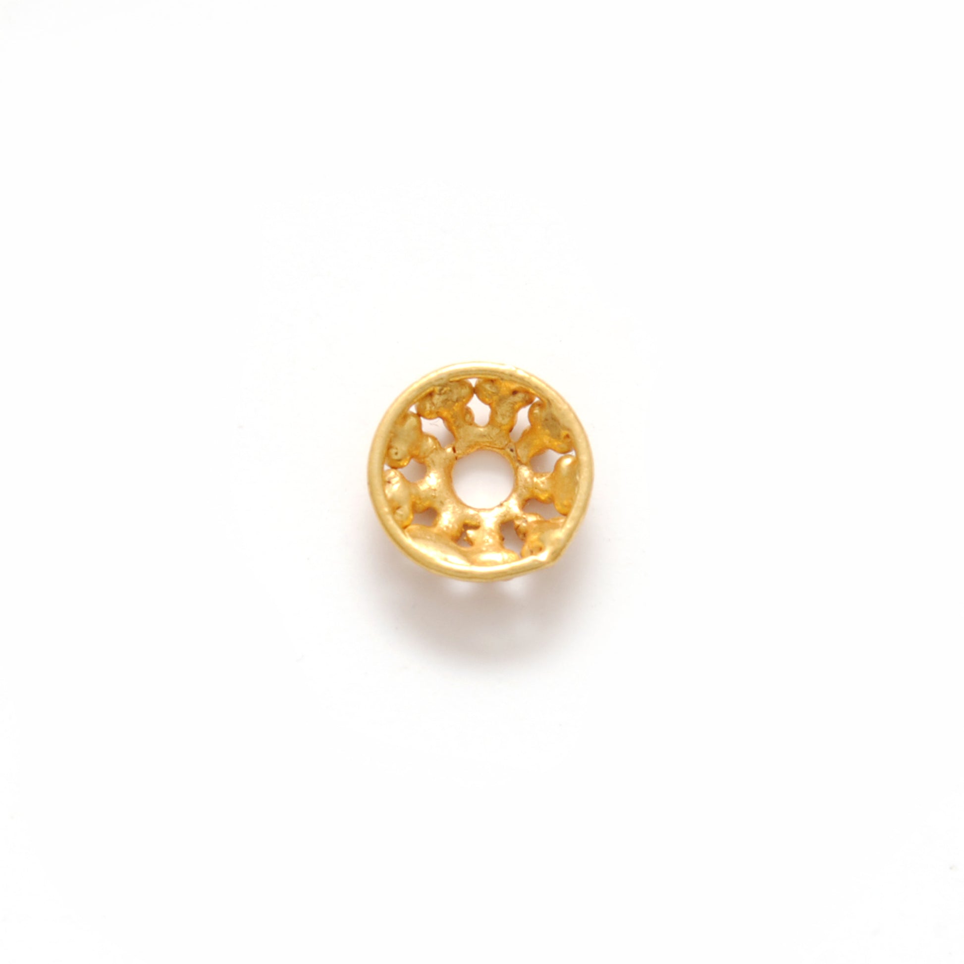18K gold fancy round caps 6mm overhead view Jaipur