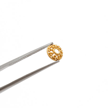 18K gold fancy round bead caps 6mm styled on jewelry