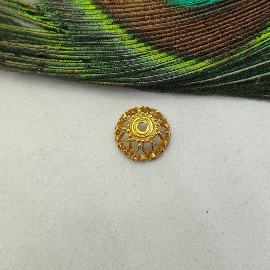18K yellow gold fancy spacer bead cap 11mm - front view