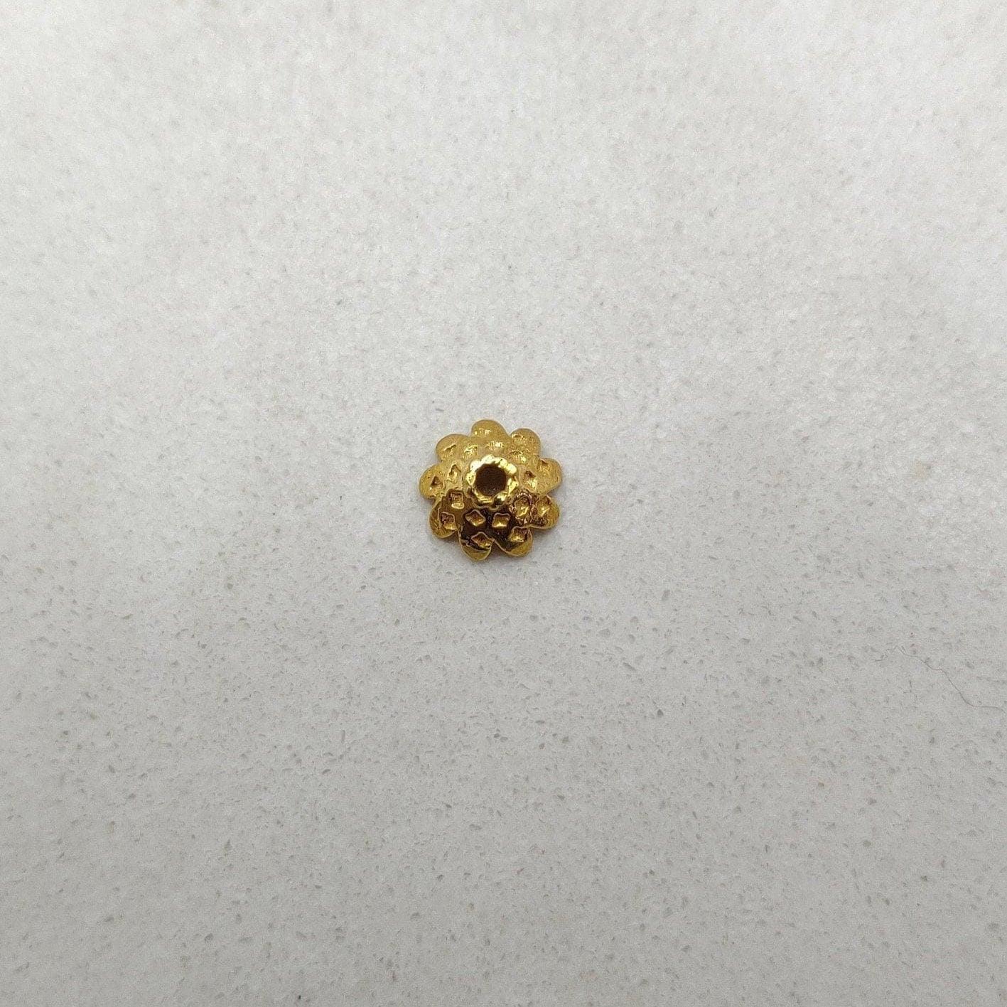 18K yellow gold floral bead cap - side profile