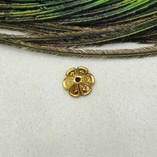 18K yellow gold floral bead cap spacer 7.5x3mm - front view