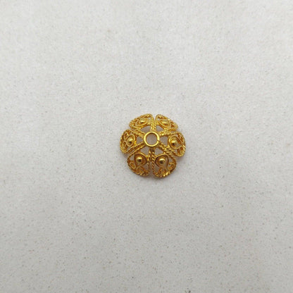 18K yellow gold floral cap 12mm - overhead view