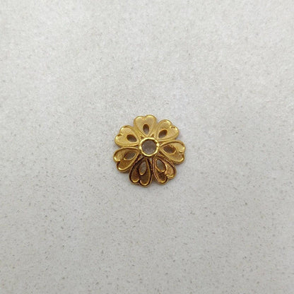 18K gold floral cap bead spacer 9mm overhead view
