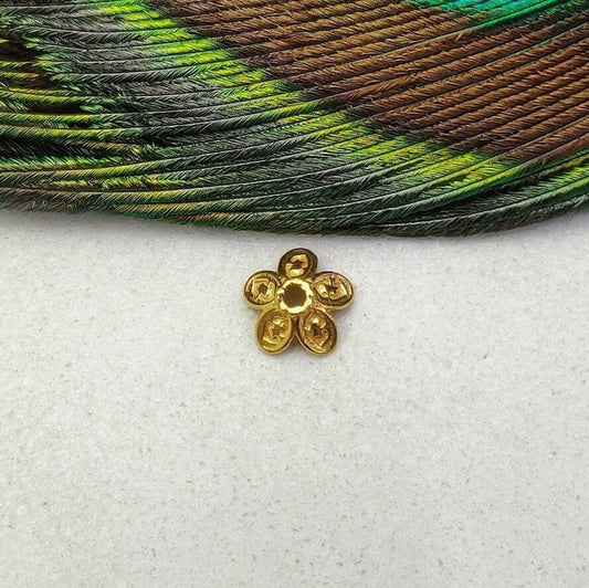 18K yellow gold floral caps bead jewelry finding 7mm front view