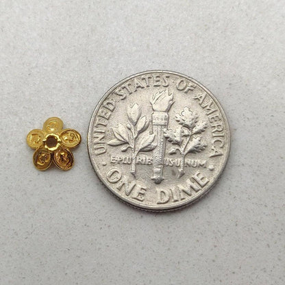 18K gold floral caps bead jewelry 7mm styled on strand