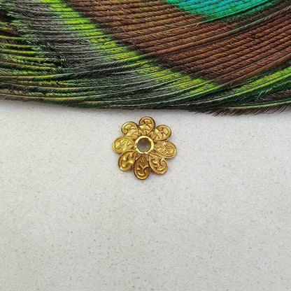 18K yellow gold floral spacer bead caps - front view versatile