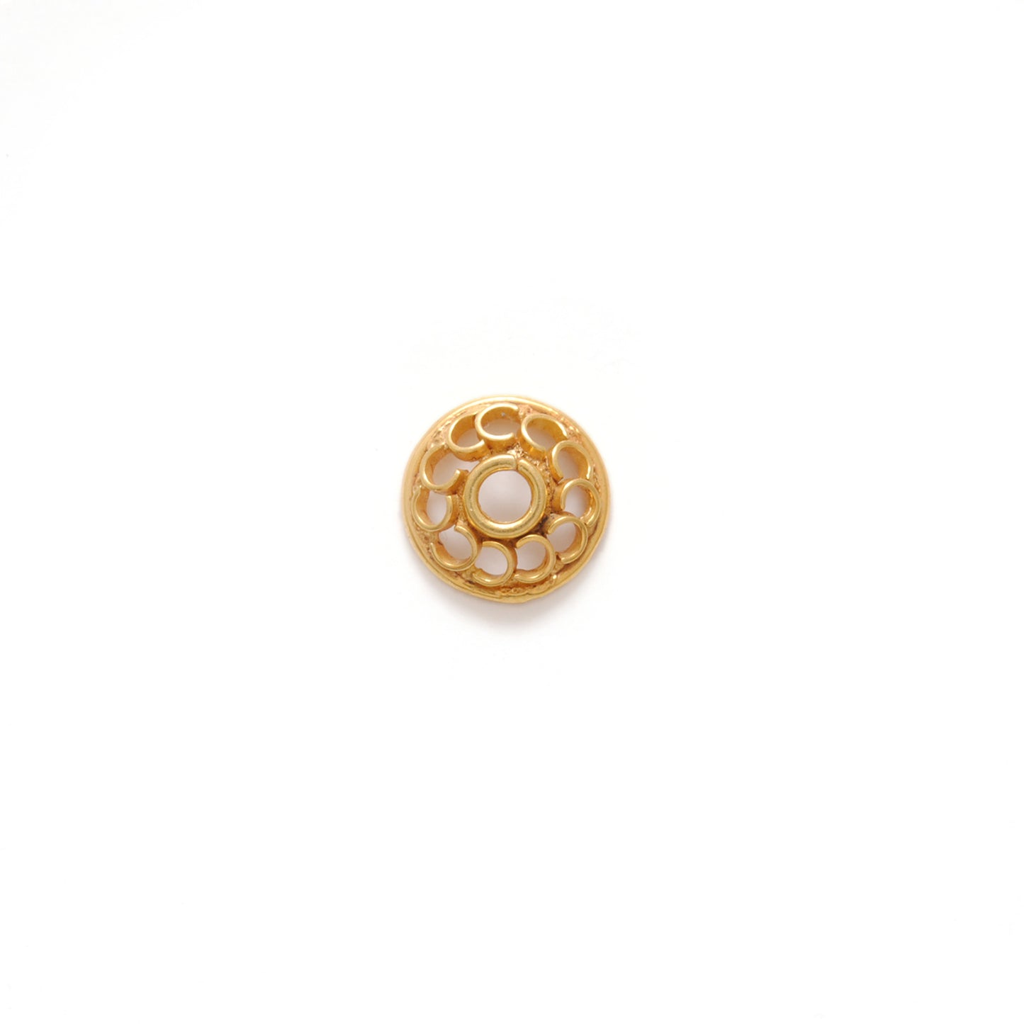 18K yellow gold flower bead caps finding 7mm front view