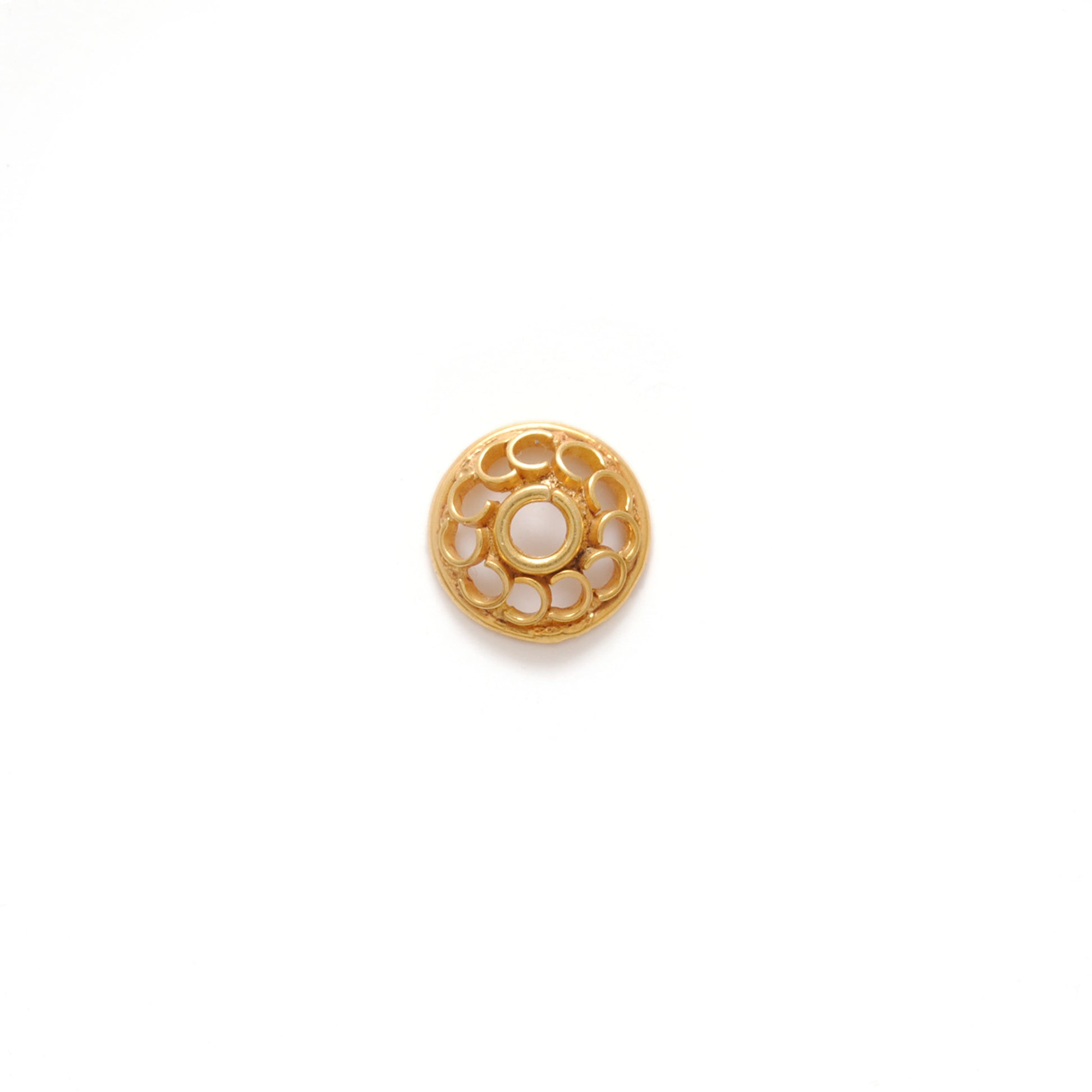 18K yellow gold flower bead caps finding 7mm front view