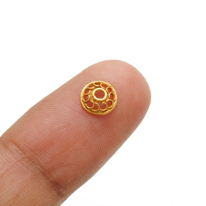 18K gold flower caps 7mm overhead view Jaipur