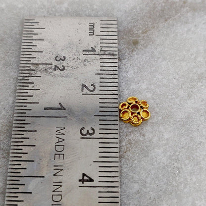 18K gold flower spacer cap 9mm petal close-up