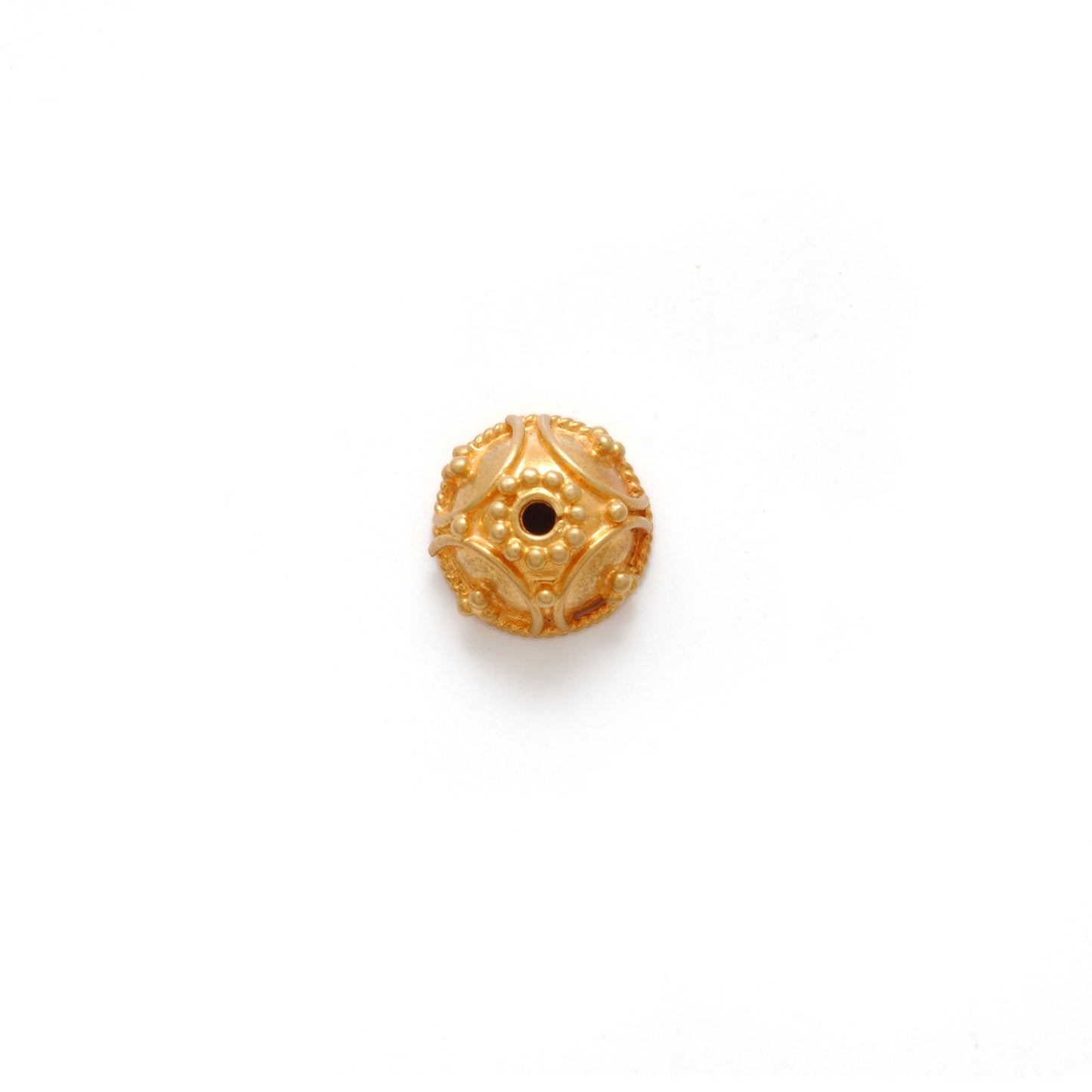 18K yellow gold handcrafted spacer bead cap 8mm - front view
