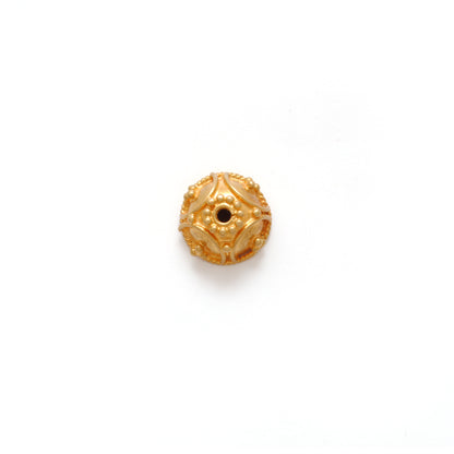 18K yellow gold handcrafted spacer bead cap 8mm - front view