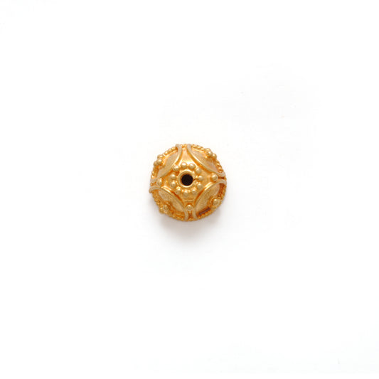 18K yellow gold handcrafted spacer bead cap 8mm - front view
