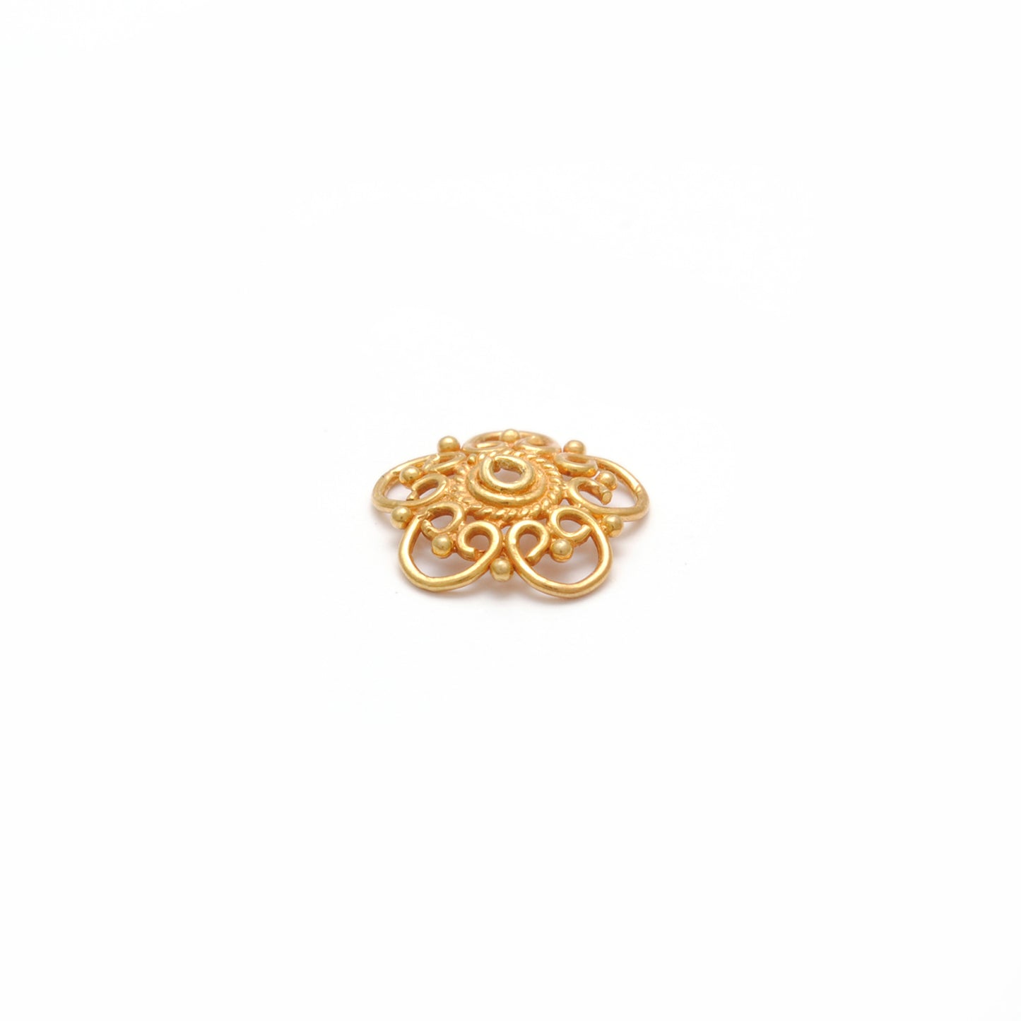 18K yellow gold handmade spacer bead cap 10mm front view