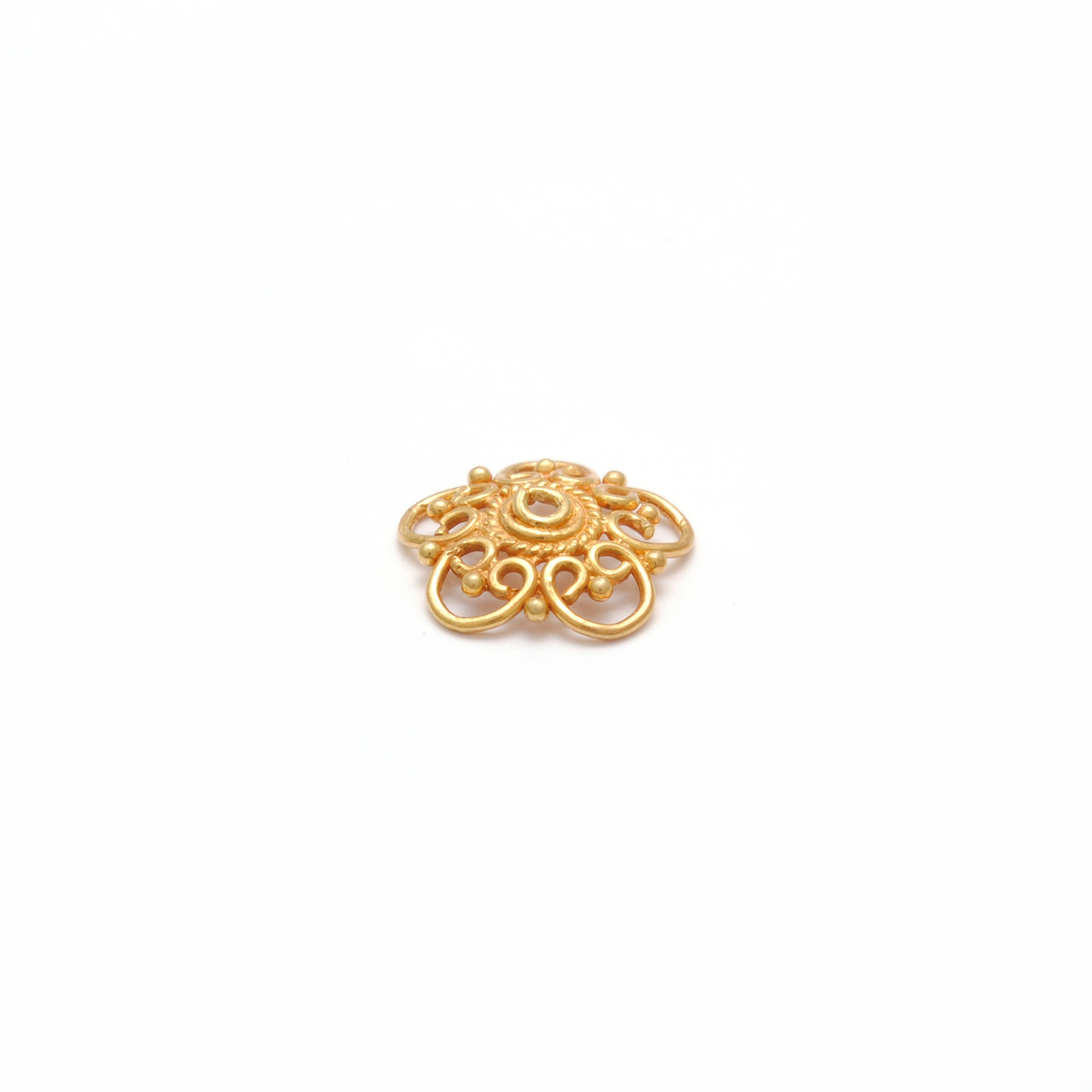 18K yellow gold handmade spacer bead cap 10mm front view