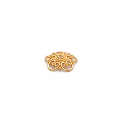 18K yellow gold handmade spacer bead cap 10mm front view