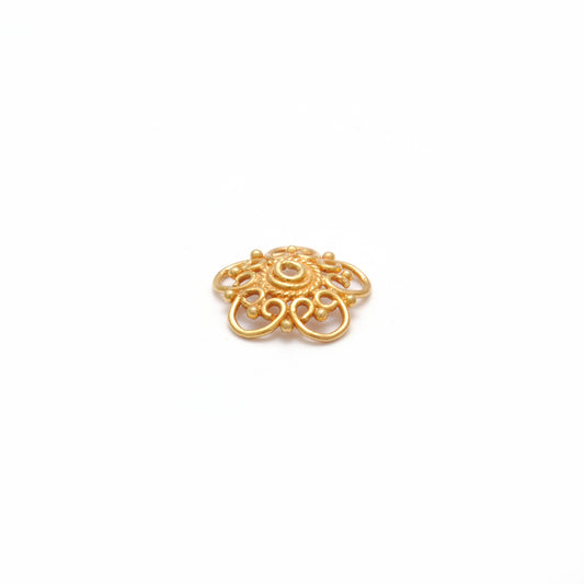 18K yellow gold handmade spacer bead cap 10mm front view