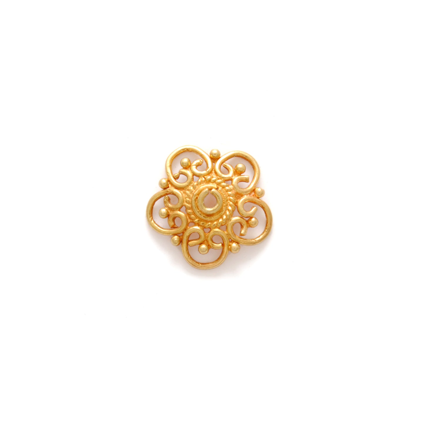 18K gold handmade spacer cap 10mm close-up artisan detail