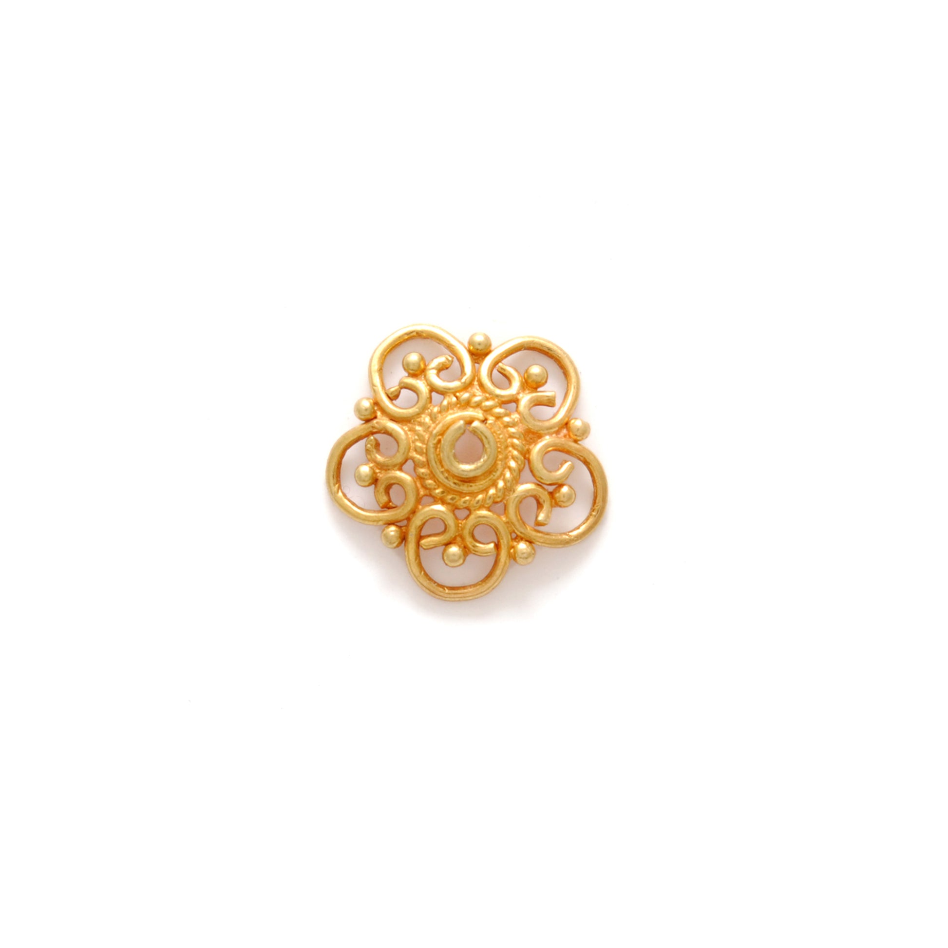 18K gold handmade spacer cap 10mm close-up artisan detail