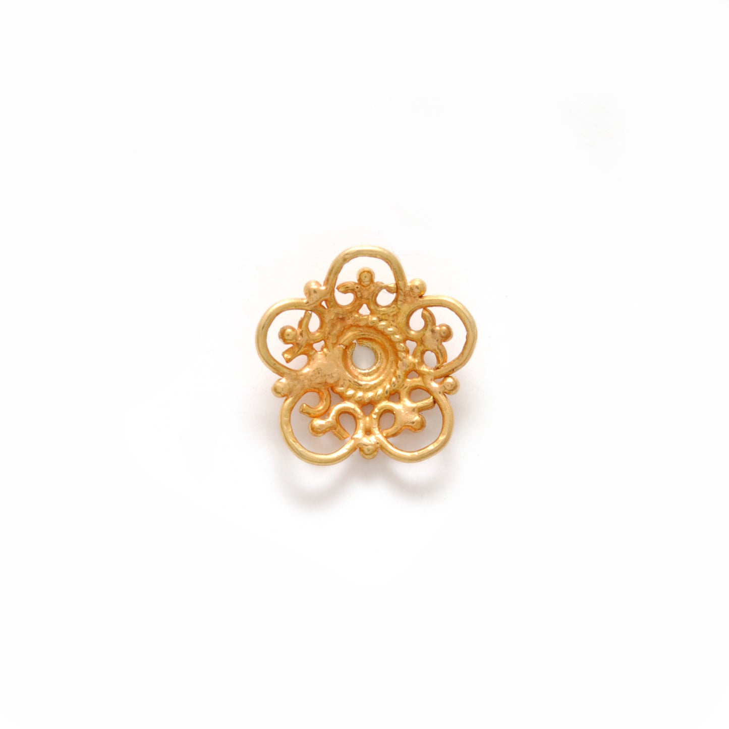 18K gold handmade spacer cap 10mm overhead view Jaipur