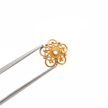 18K gold handmade spacer cap 10mm scale reference