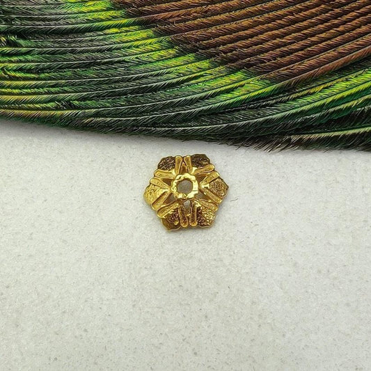 18K yellow gold hexagonal spacer bead caps findings front view