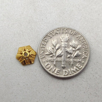 18K gold hexagonal spacer bead cap styled on modern jewelry
