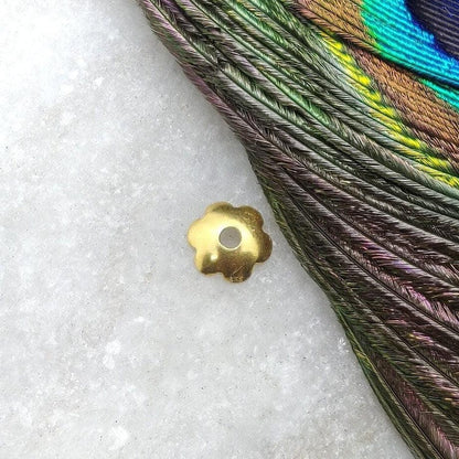 18K yellow gold plain bead cap finding 6mm - front view