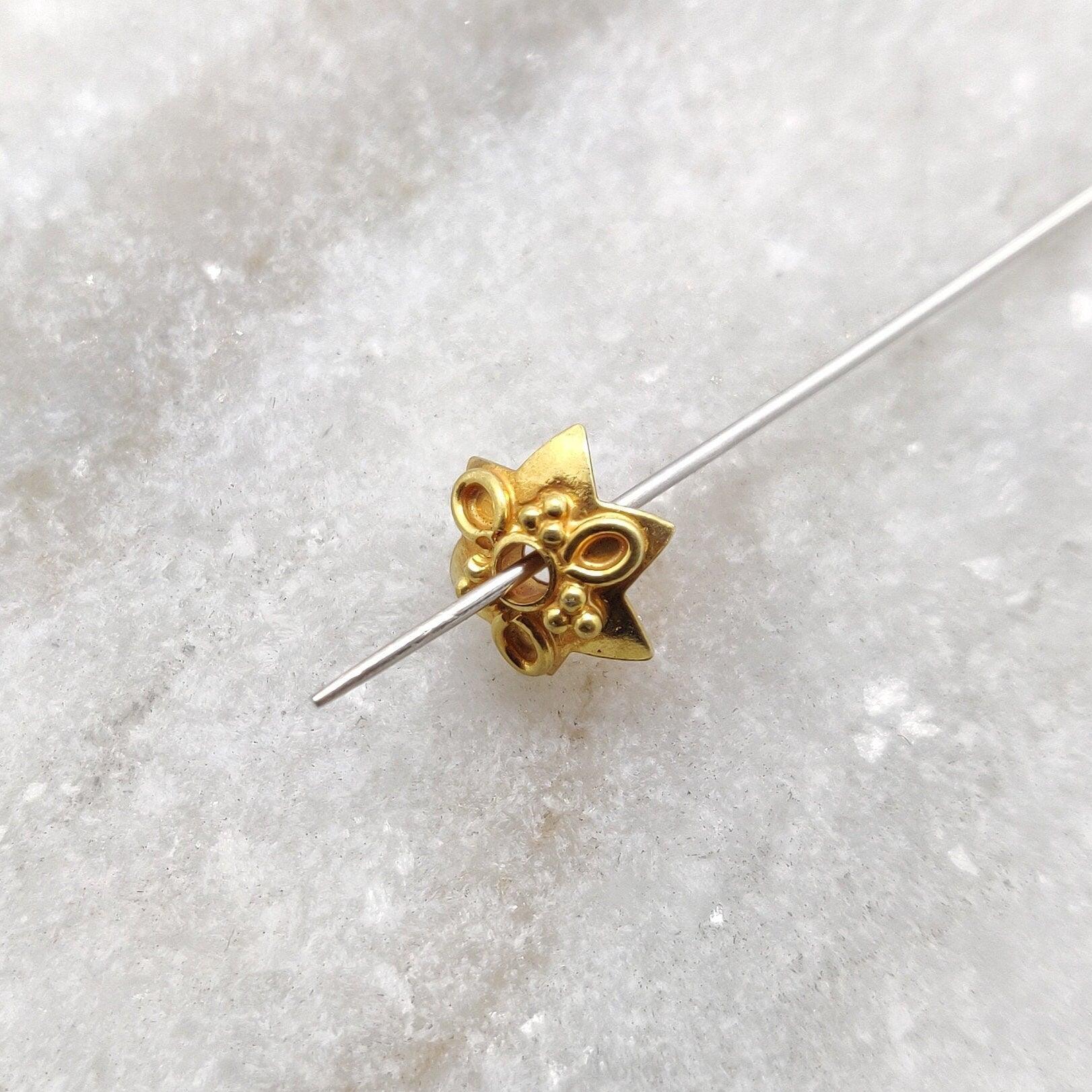18K gold plain star bead cap 8mm close-up detail