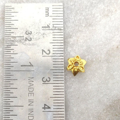 18K gold plain star cap 8mm overhead view Jaipur