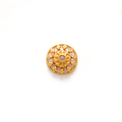 18K yellow gold round bead caps for jewelry 10mm - front view