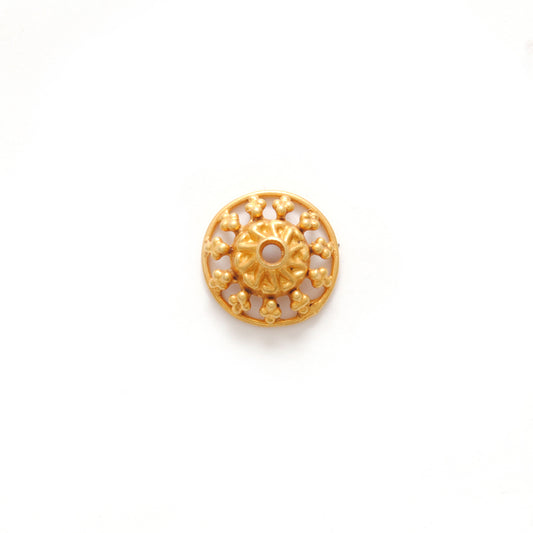 18K yellow gold round bead caps for jewelry 10mm - front view