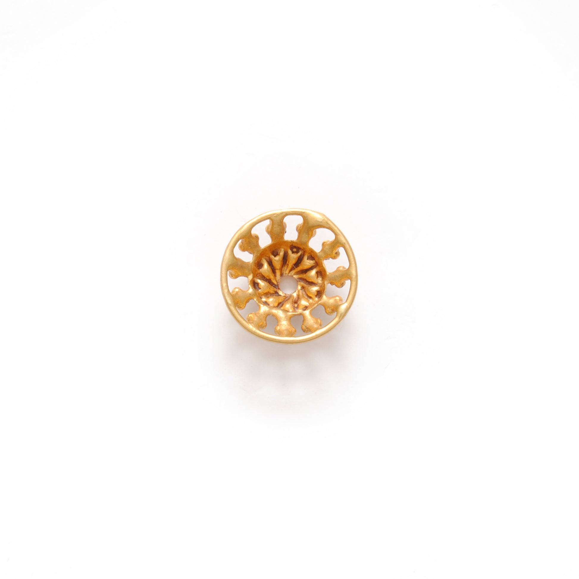 18K yellow gold round cap 10mm - overhead view Jaipur