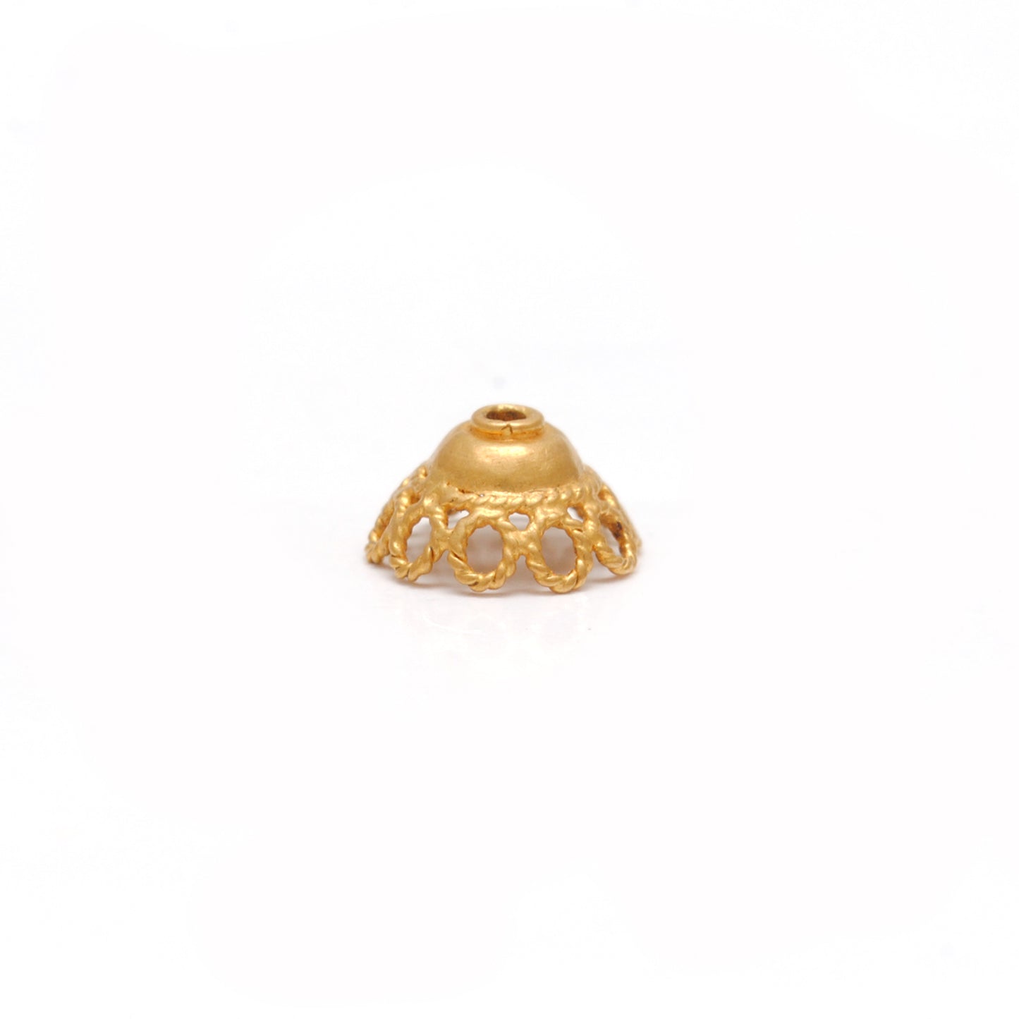 18K yellow gold round spacer bead cap findings 8mm - front view