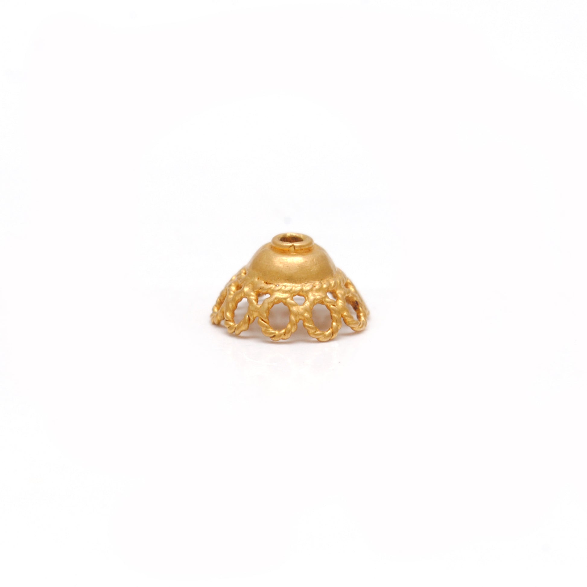 18K yellow gold round spacer bead cap findings 8mm - front view