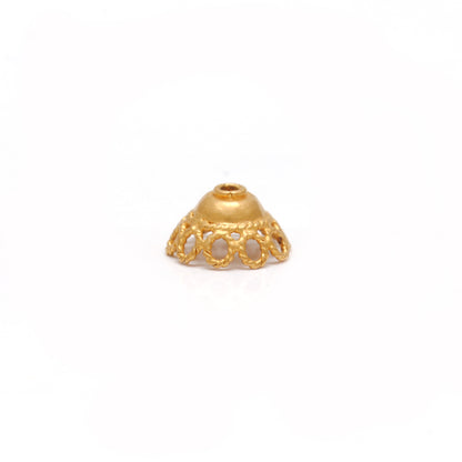 18K yellow gold round spacer bead cap findings 8mm - front view