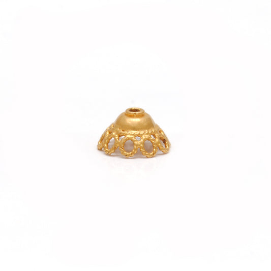 18K yellow gold round spacer bead cap findings 8mm - front view