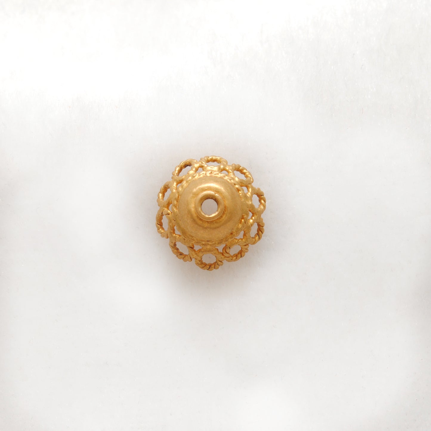 18K yellow gold round spacer bead caps 8mm - full overhead display