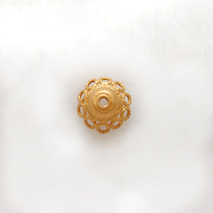 18K yellow gold round spacer bead caps 8mm - full overhead display