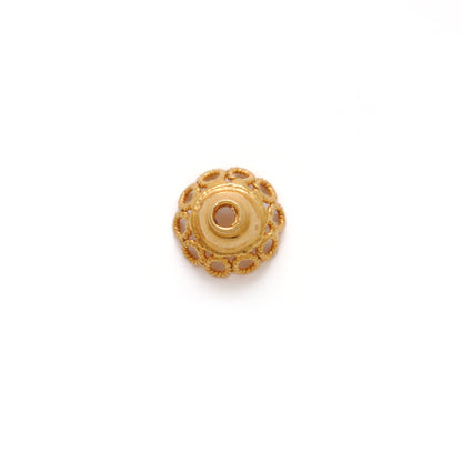 18K yellow gold spacer bead cap DIY jewelry 9mm front view