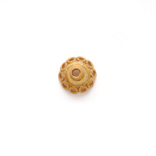 18K yellow gold spacer bead cap DIY jewelry 9mm front view
