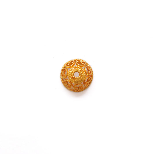 18K yellow gold spacer bead cap jewelry supply - front view