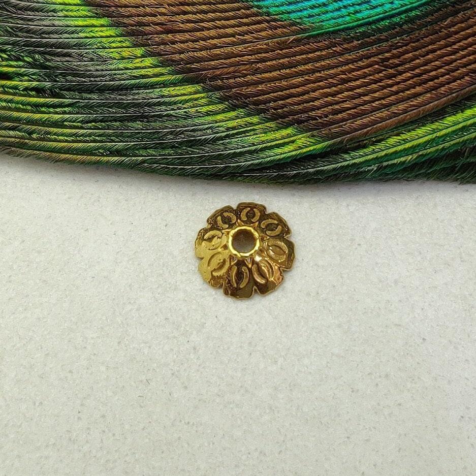 18K yellow gold spacer cap bead finding craft 8mm front view