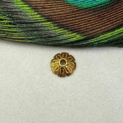 18K yellow gold spacer cap bead finding craft 8mm front view