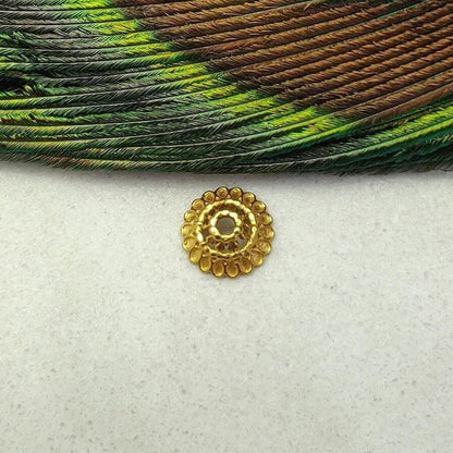 18K yellow gold spacer cap beads for jewelry craft - front view