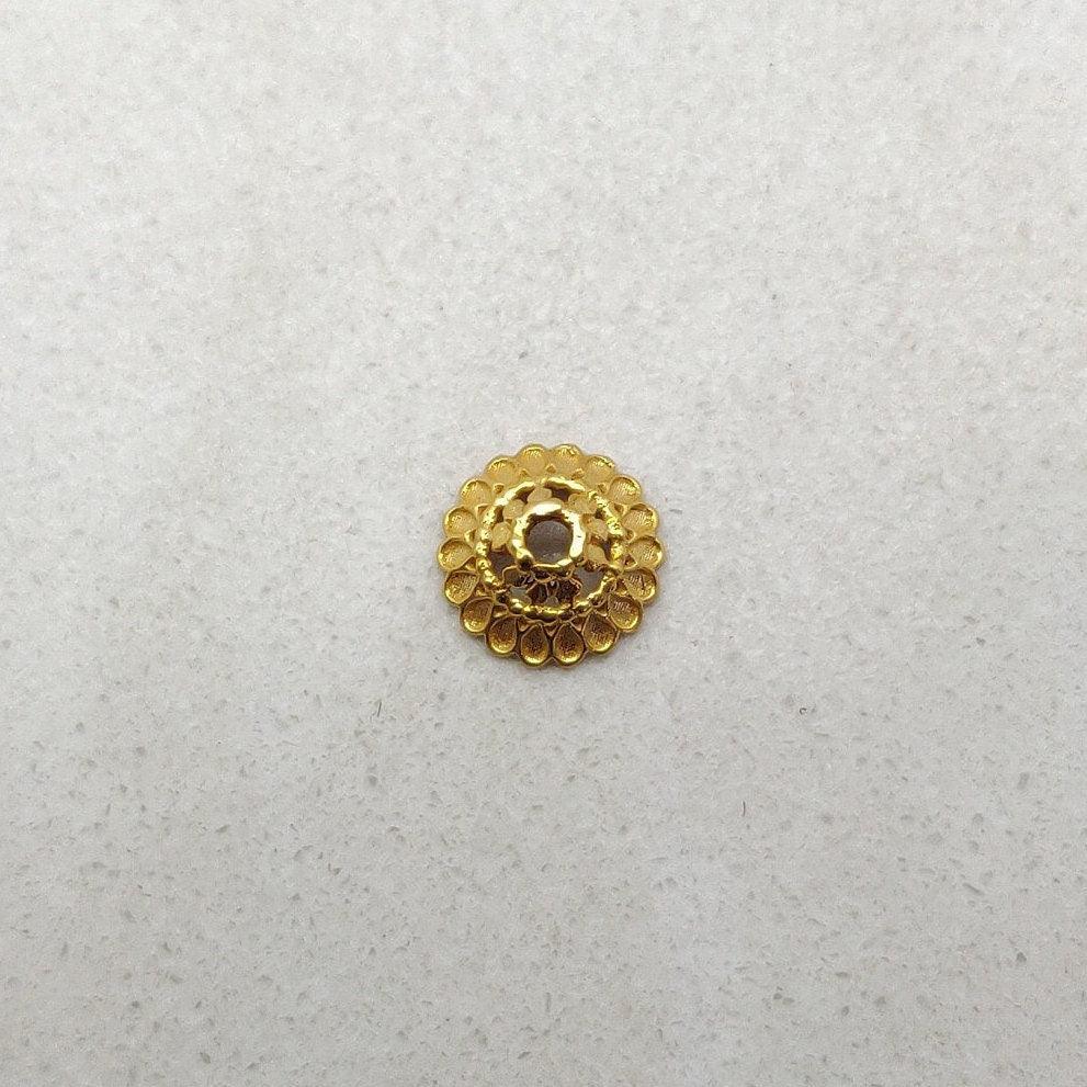 18K yellow gold spacer cap beads - overhead view Jaipur