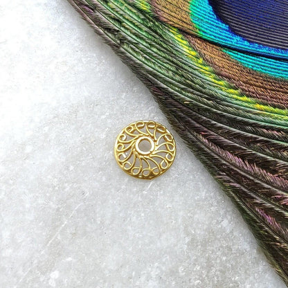 18K yellow gold wheel bead cap DIY 9mm - front view