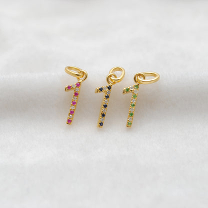 Natural Tsavorite Charm 1 initial Number | Ruby Gemstone 925 Silver Gold Plated Jewelry