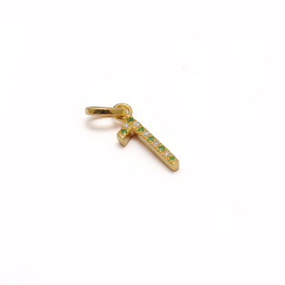 Natural Tsavorite Charm 1 initial Number | Ruby Gemstone 925 Silver Gold Plated Jewelry