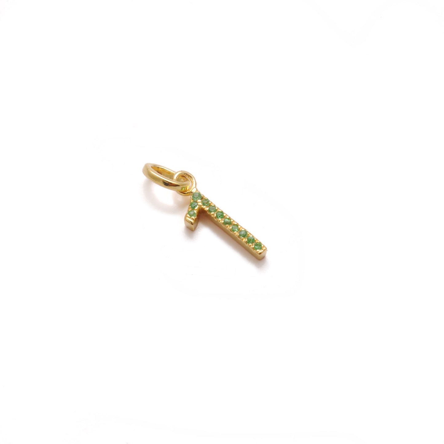 Natural Tsavorite Charm 1 initial Number | Ruby Gemstone 925 Silver Gold Plated Jewelry
